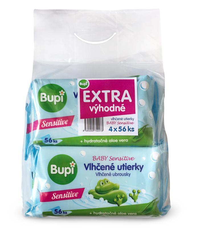 BUPI Baby Vlhčené utierky Sensitive 4pack 4x56 ks - Economy pack,  V001786